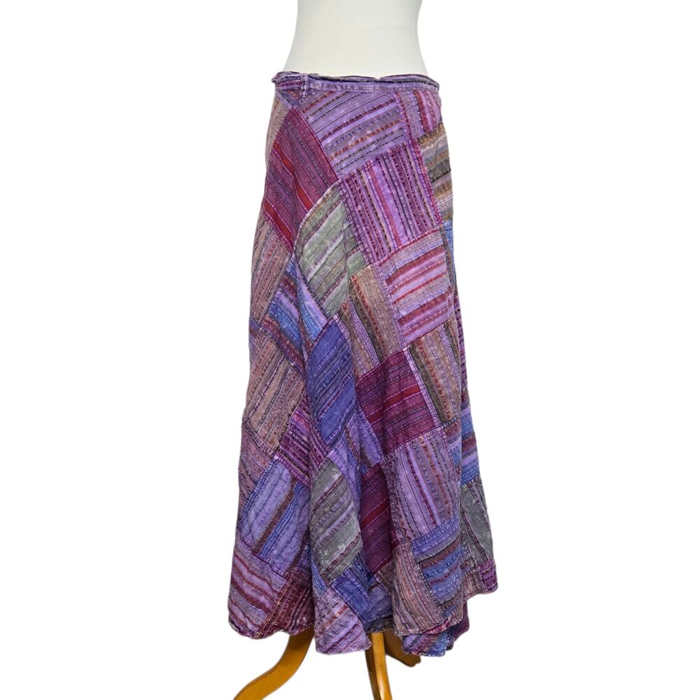 Patchwork Womens Maxi Wrap Skirt Artsy Handmade Nepalese Windhorse Boho Medium